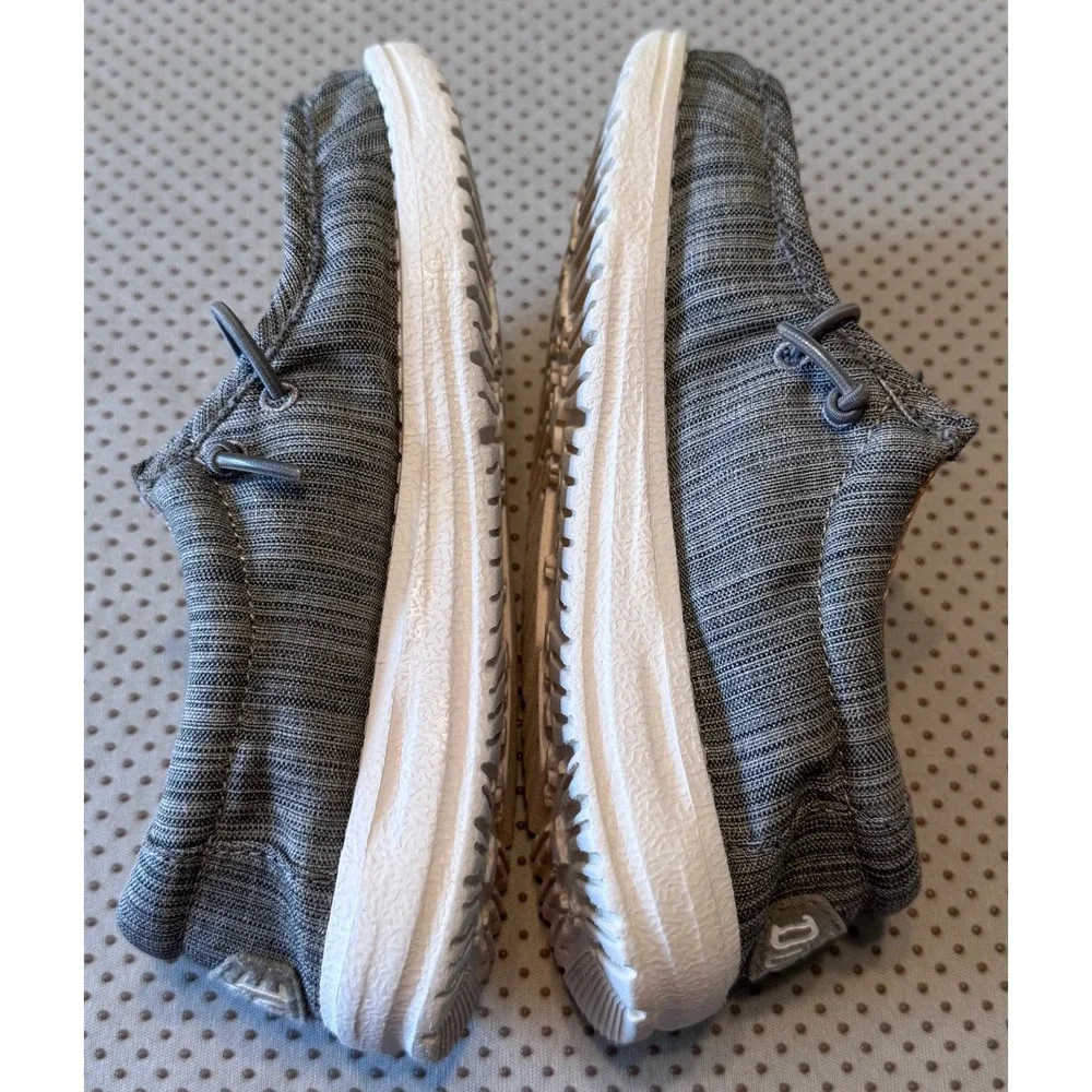 Hey Dude Wally Youth Blend Linen Stone Grey Slip On Loafers Kids Size K12